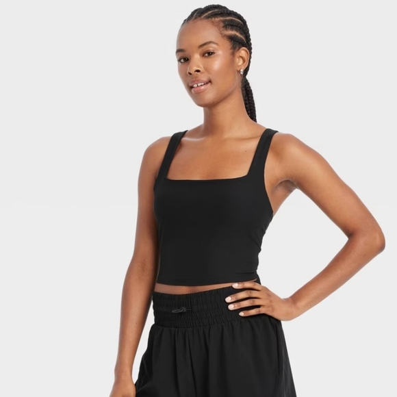 all in motion Other - All In Motion Everyday Soft Light Support Ribbed Square Neck Cropped Sports Bra